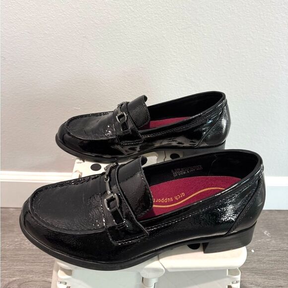Munro Women’s Loafers 8.5W Black Patent Leather Perfect Fit Arch Support Slip On - Picture 2 of 8